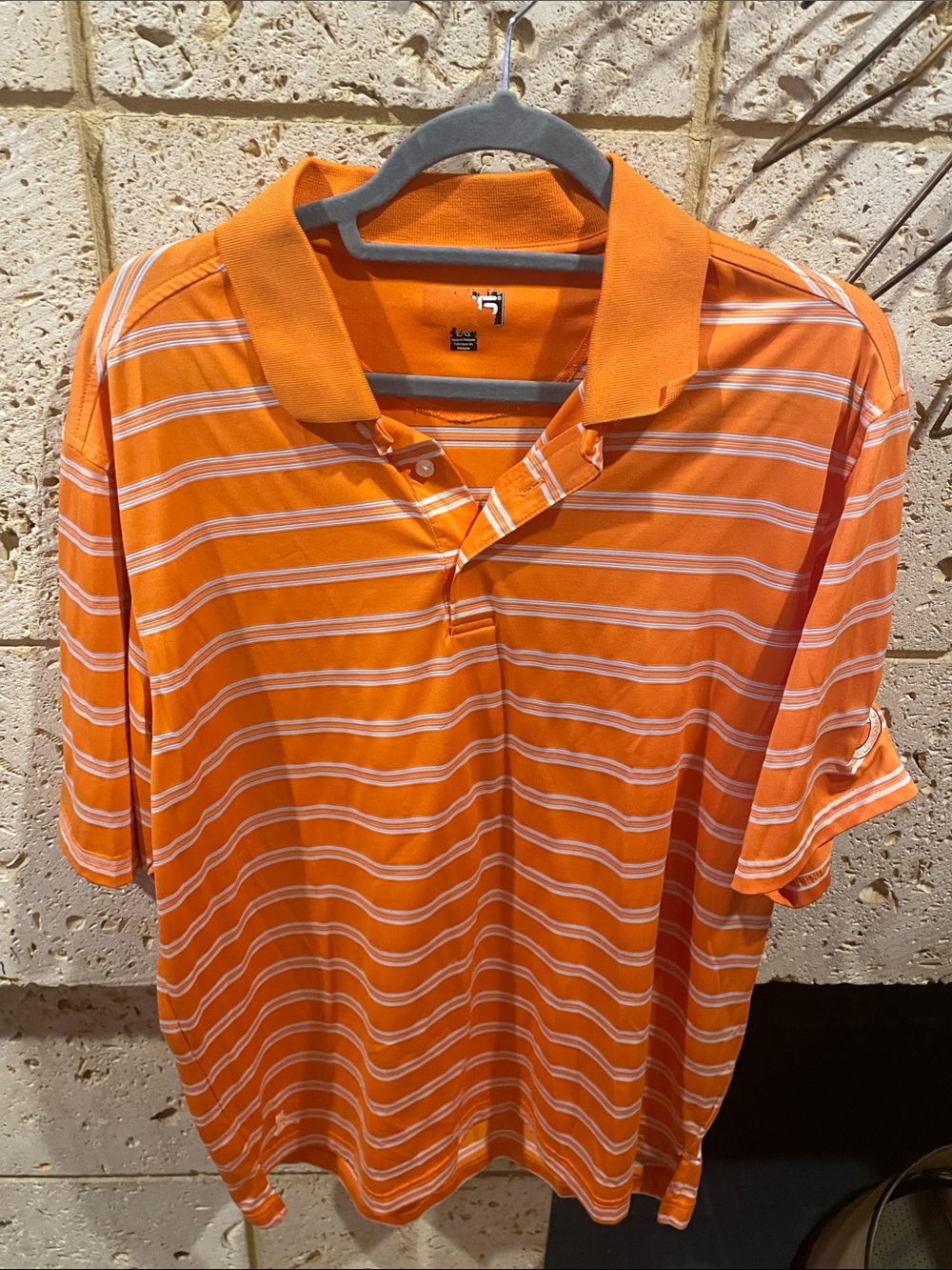 Men's Striped Polo Shirt - Orange